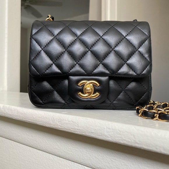 CHANEL Handbags - CHANEL Mini Square Classic Flap Bag Black